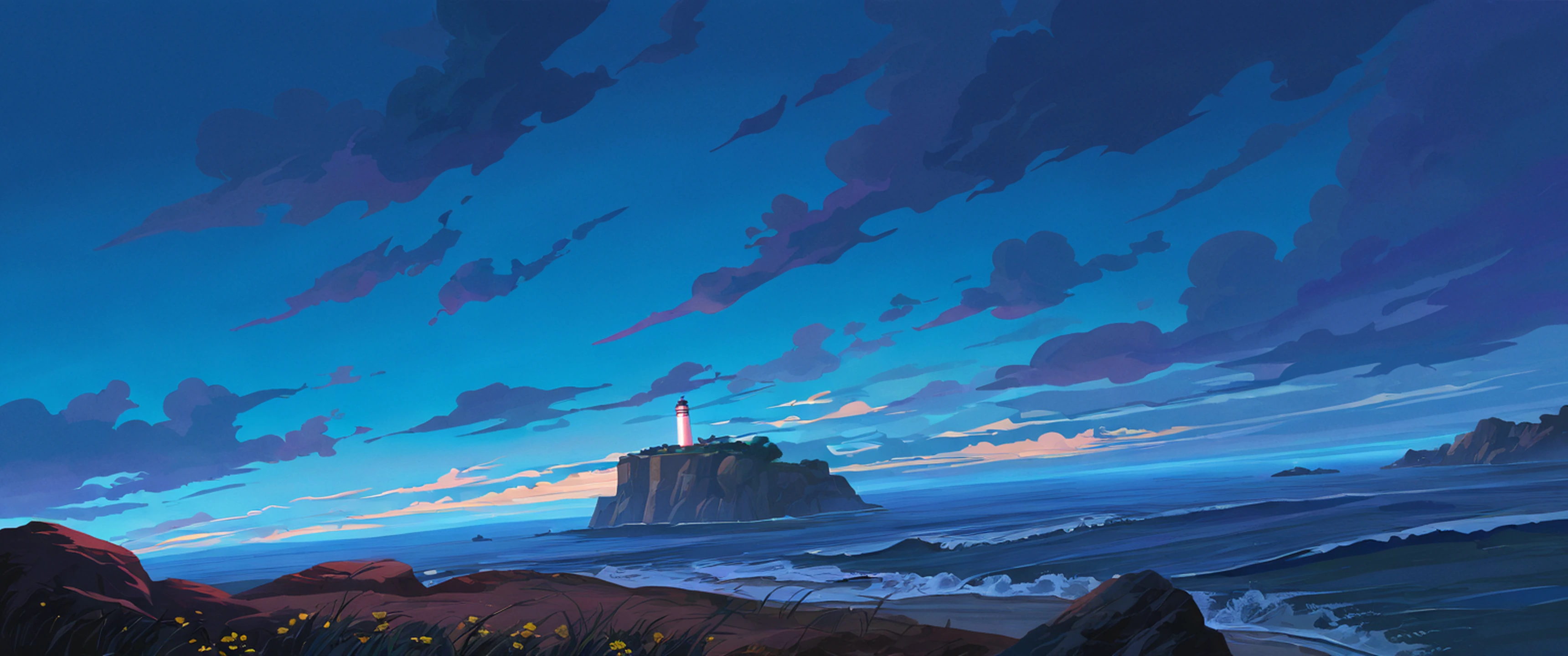 Seaside Lighthouse lofi wallpaper
