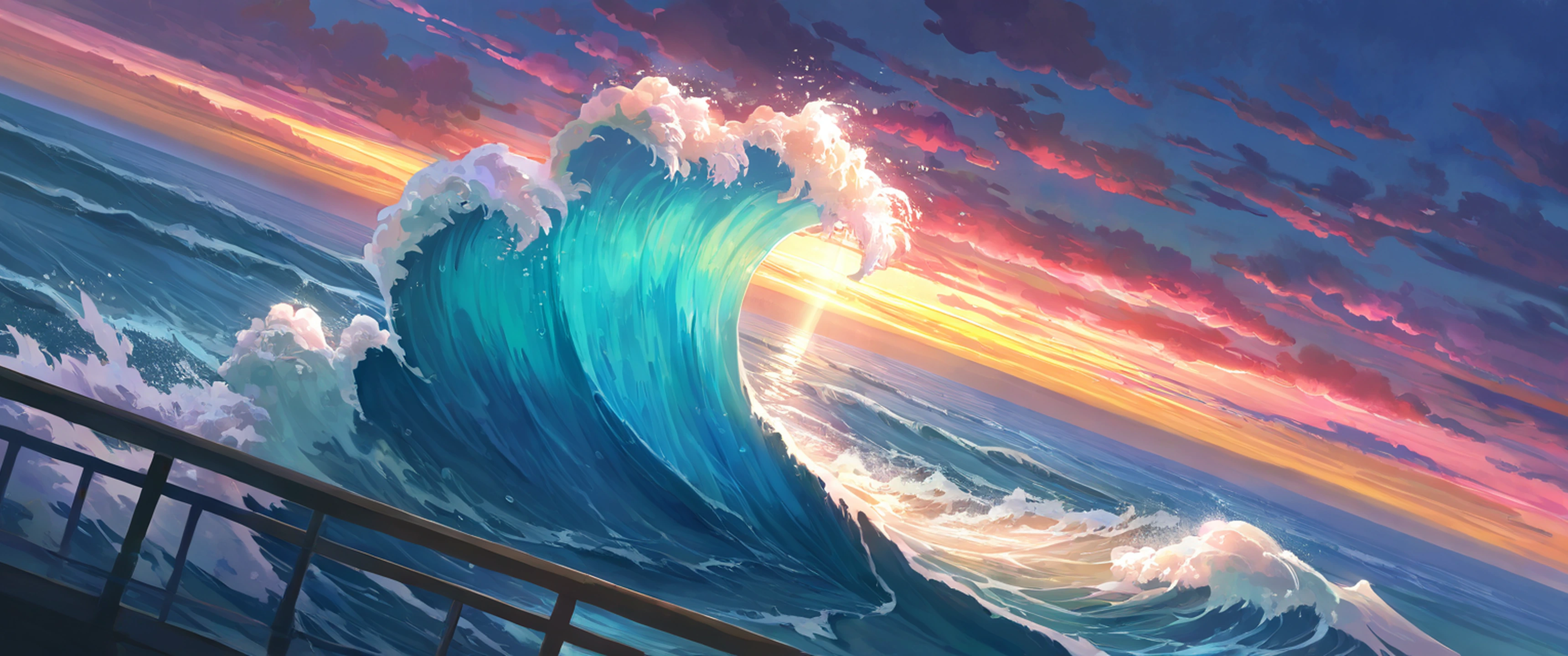 seaside lighthouse lofi wallpaper