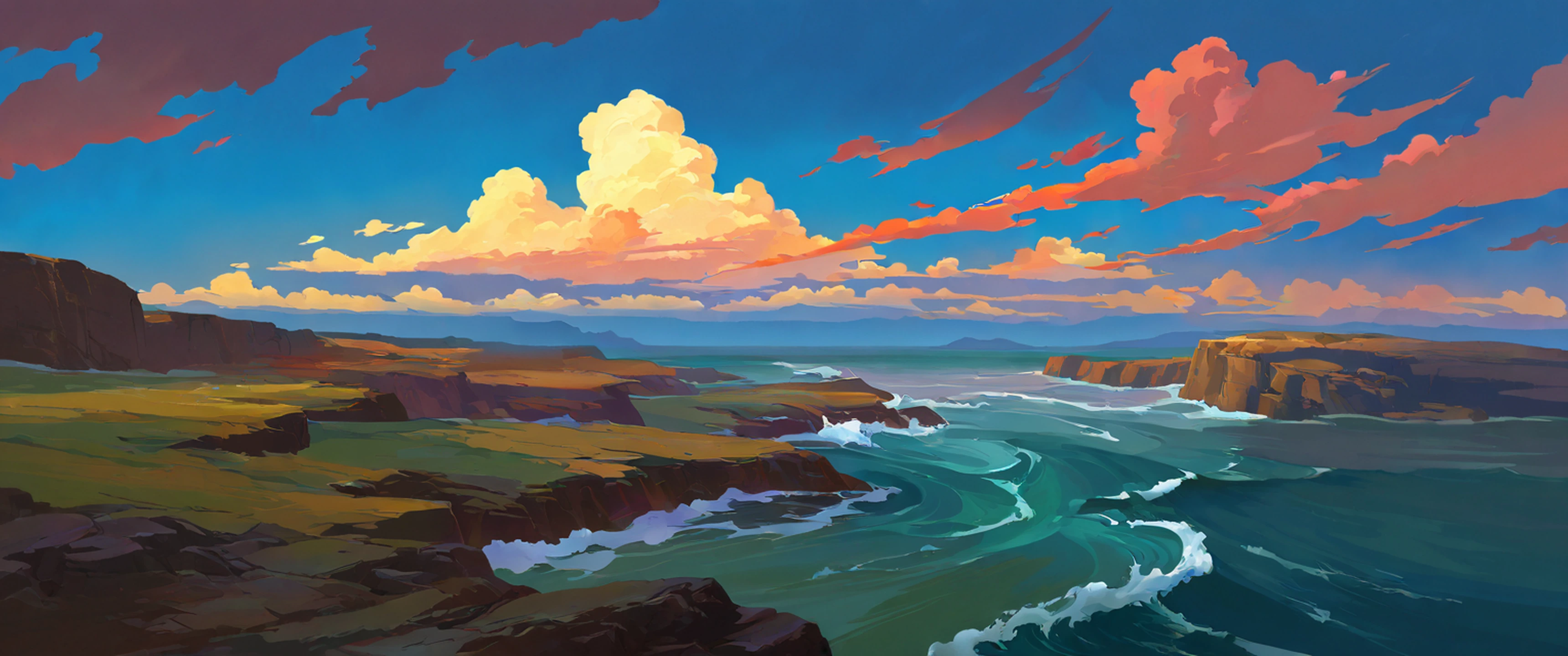 seaside lighthouse lofi wallpaper