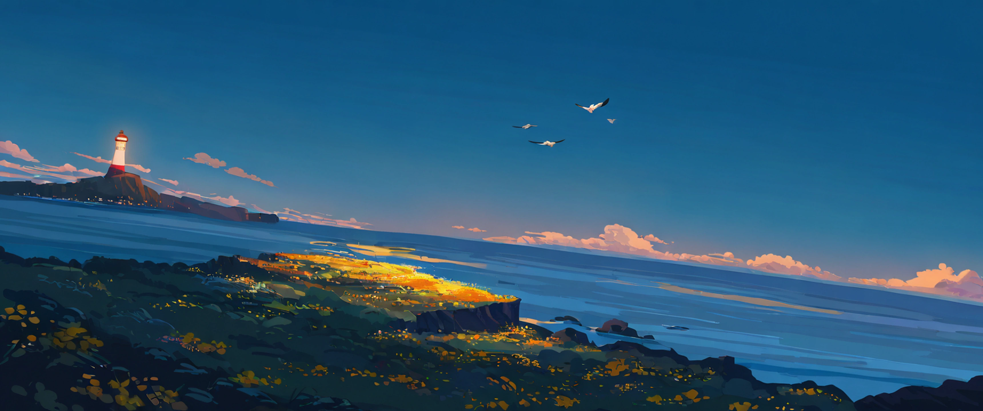 Seaside Lighthouse lofi wallpaper