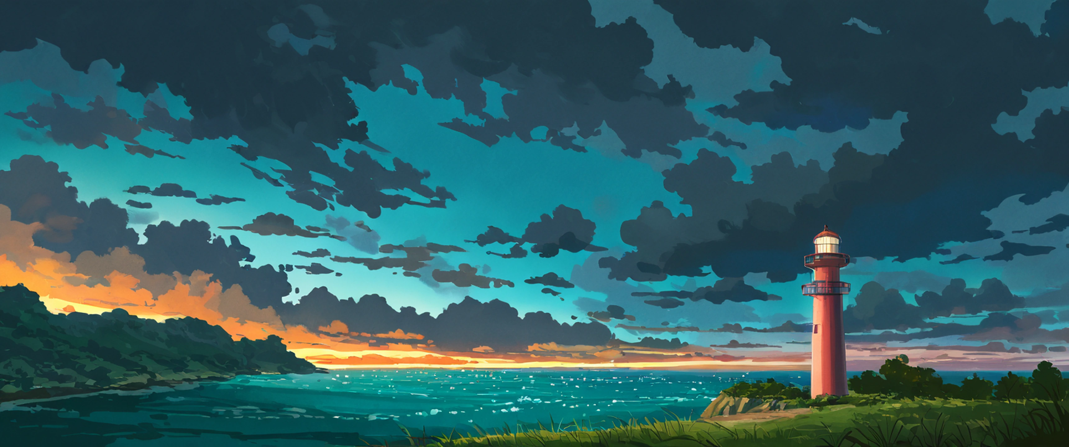 Seaside Lighthouse lofi wallpaper