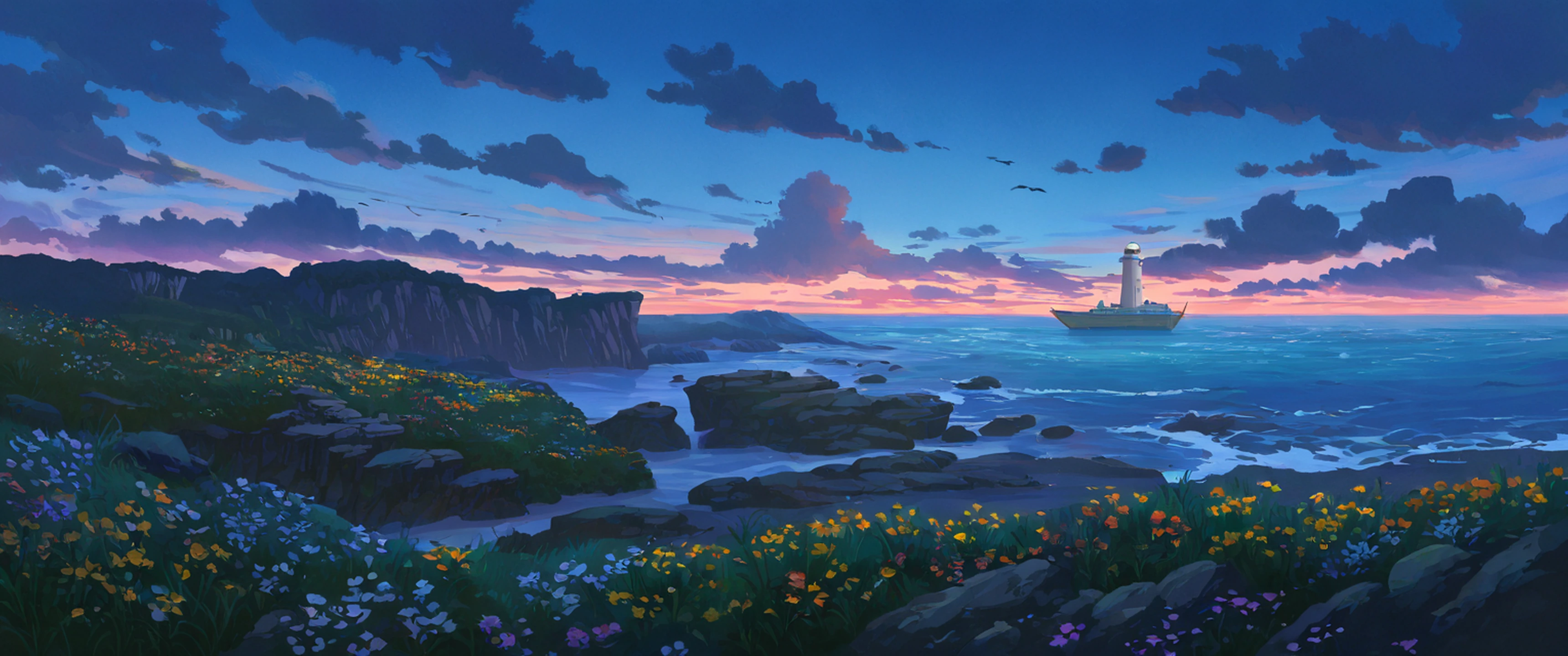 Seaside Lighthouse Seaside Lighthouse 1421053770 lofi anime wallpaper free download