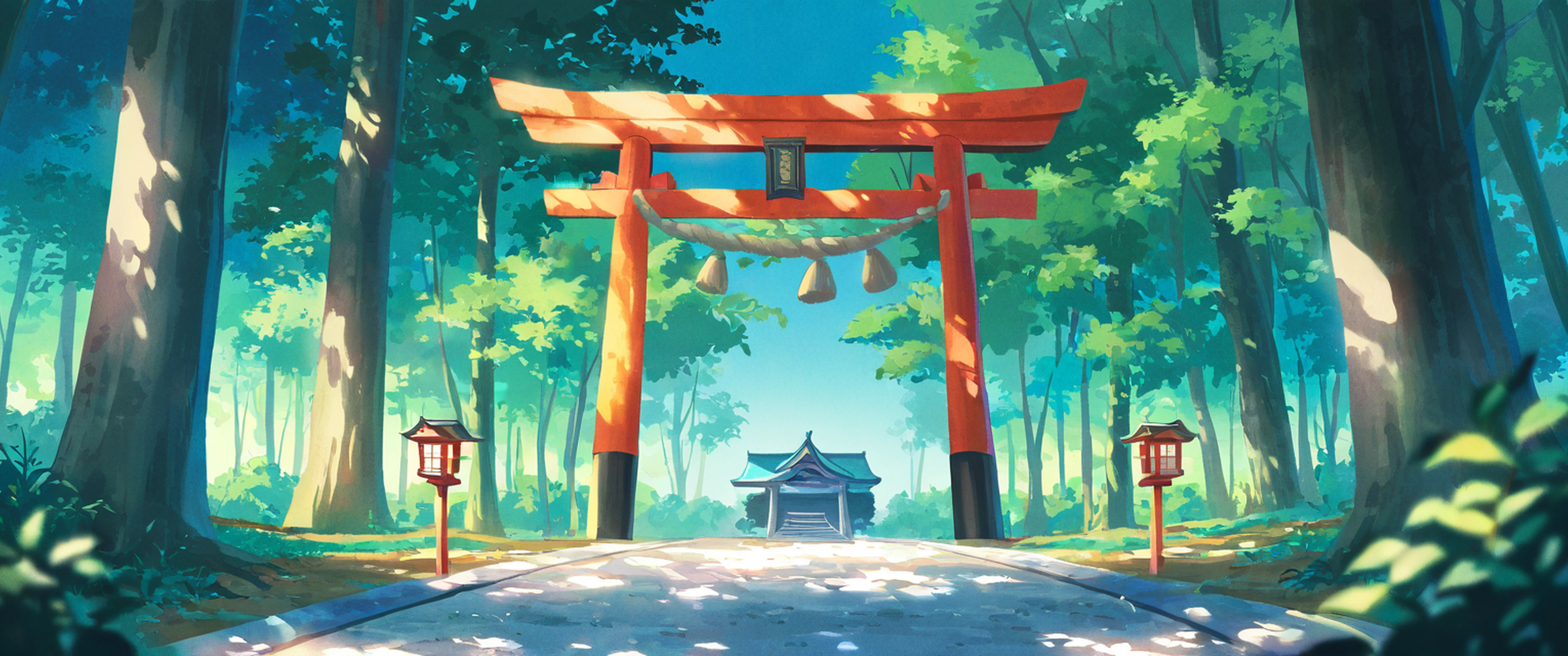 shrine torii lofi wallpaper