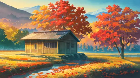 Autumn Maple Village lofi wallpaper autumn maple village 0219131757
