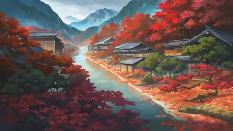 Autumn Maple Village lofi wallpaper autumn maple village 2061767799