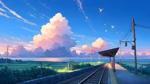 Countryside Train Station lofi wallpaper countryside train station 1880801770