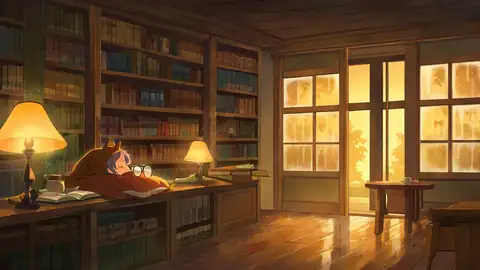 Cozy Bookshop lofi anime wallpaper preview