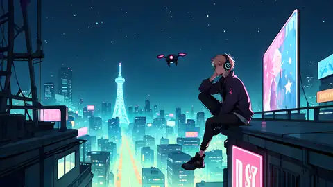 Cyberpunk Boy Rooftop lofi wallpaper cyberpunk boy rooftop 0042406341