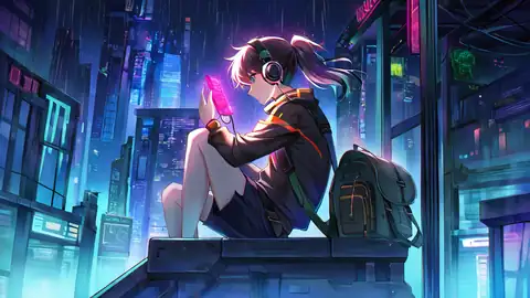 Cyberpunk Boy Rooftop lofi wallpaper cyberpunk boy rooftop 0279282835
