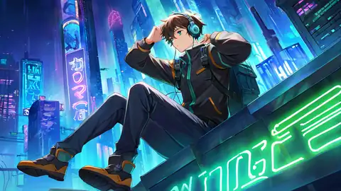 Cyberpunk Boy Rooftop lofi wallpaper cyberpunk boy rooftop 0282446016