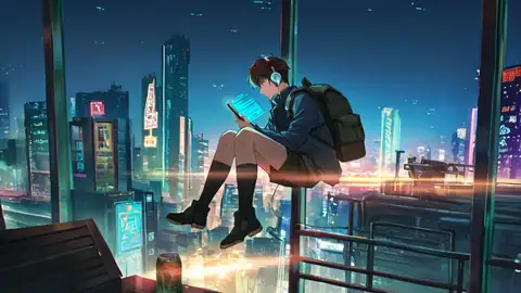 Cyberpunk Boy Rooftop lofi wallpaper cyberpunk boy rooftop 0413736414