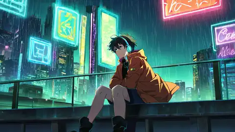 Cyberpunk Boy Rooftop lofi wallpaper cyberpunk boy rooftop 0501307056