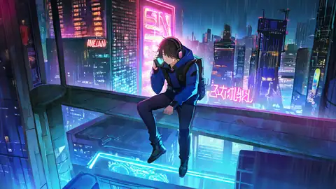 Cyberpunk Boy Rooftop lofi wallpaper cyberpunk boy rooftop 0504831354