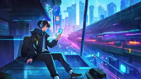 Cyberpunk Boy Rooftop lofi wallpaper cyberpunk boy rooftop 0505668762