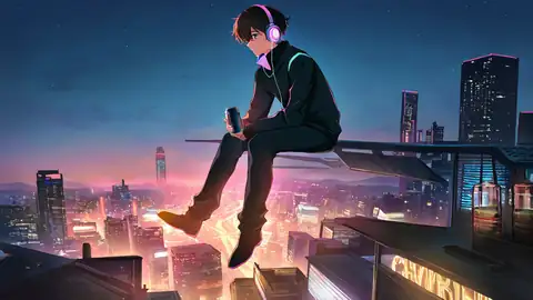 Cyberpunk Boy Rooftop lofi wallpaper cyberpunk boy rooftop 0834925063