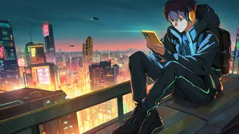 Cyberpunk Boy Rooftop lofi wallpaper cyberpunk boy rooftop 1108100290