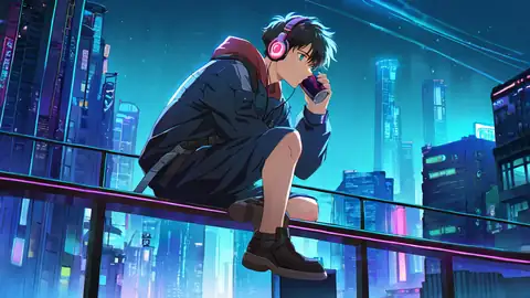 Cyberpunk Boy Rooftop lofi wallpaper cyberpunk boy rooftop 1534938209