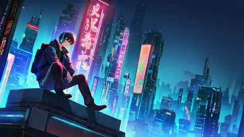 Cyberpunk Boy Rooftop lofi wallpaper cyberpunk boy rooftop 1889764338