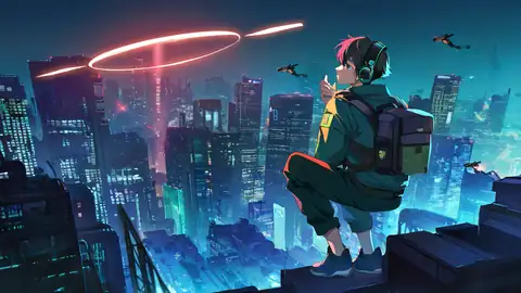 Cyberpunk Boy Rooftop lofi wallpaper cyberpunk boy rooftop 1896779045