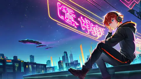 Cyberpunk Boy Rooftop lofi wallpaper cyberpunk boy rooftop 2097515061