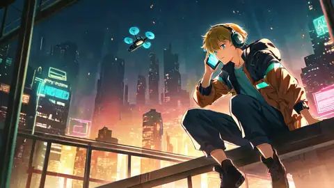 Cyberpunk Boy Rooftop lofi wallpaper cyberpunk boy rooftop 2135111309