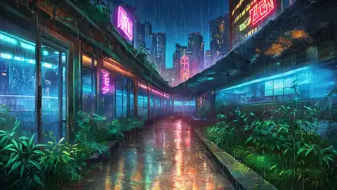 Cyberpunk Garden lofi wallpaper cyberpunk garden 0473655623