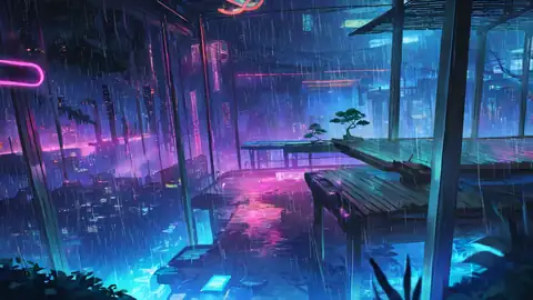 Cyberpunk Garden lofi wallpaper cyberpunk garden 0682680757