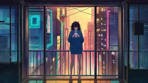 Cyberpunk Girl Balcony lofi wallpaper cyberpunk girl balcony 0368882775