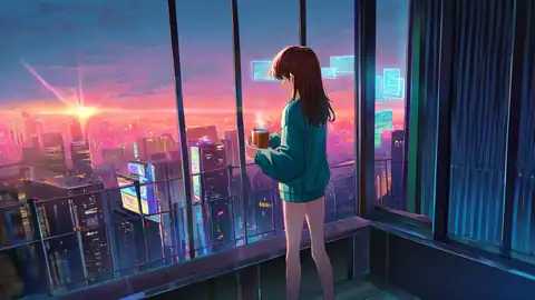 Cyberpunk Girl Balcony lofi wallpaper cyberpunk girl balcony 0372550584
