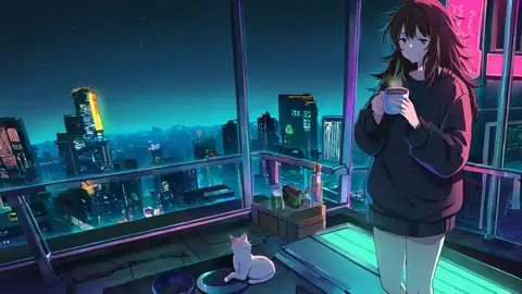 Cyberpunk Girl Balcony lofi wallpaper cyberpunk girl balcony 0394257730