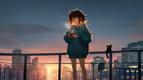 Cyberpunk Girl Balcony lofi wallpaper cyberpunk girl balcony 0430214119