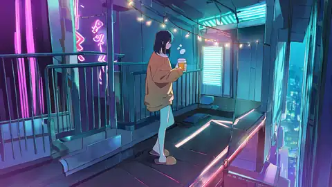 Cyberpunk Girl Balcony lofi wallpaper cyberpunk girl balcony 0449987314