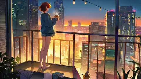 Cyberpunk Girl Balcony lofi wallpaper cyberpunk girl balcony 0793592902
