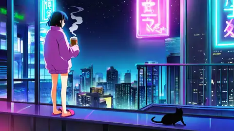 Cyberpunk Girl Balcony lofi wallpaper cyberpunk girl balcony 0947704559