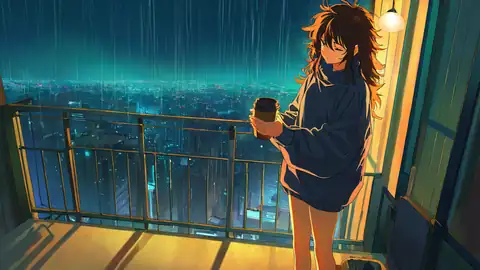 Cyberpunk Girl Balcony lofi wallpaper cyberpunk girl balcony 0979905120