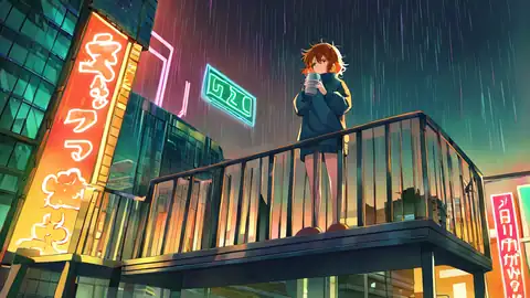 Cyberpunk Girl Balcony lofi wallpaper cyberpunk girl balcony 1202248635