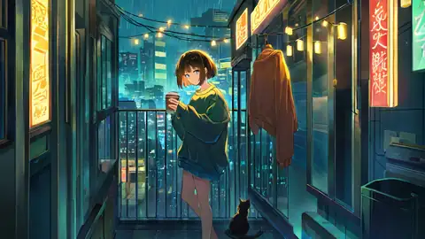 Cyberpunk Girl Balcony lofi wallpaper cyberpunk girl balcony 1347063832