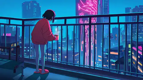 Cyberpunk Girl Balcony lofi wallpaper cyberpunk girl balcony 1422854379