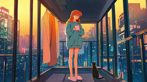 Cyberpunk Girl Balcony lofi wallpaper cyberpunk girl balcony 1469940566