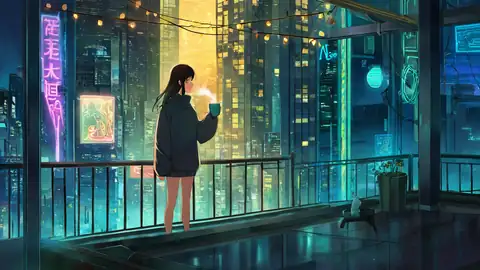 Cyberpunk Girl Balcony lofi wallpaper cyberpunk girl balcony 1620696425