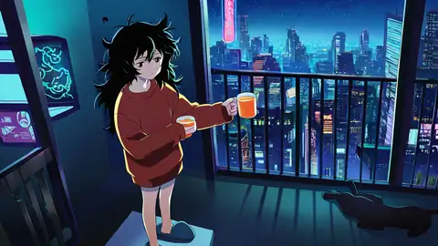 Cyberpunk Girl Balcony lofi wallpaper cyberpunk girl balcony 1816626909