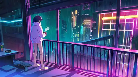 Cyberpunk Girl Balcony lofi wallpaper cyberpunk girl balcony 1957265634