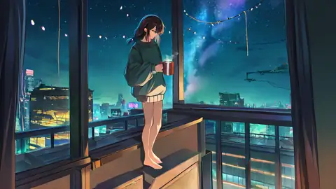 Cyberpunk Girl Balcony lofi wallpaper cyberpunk girl balcony 2060910367