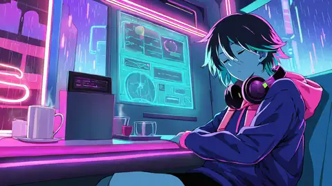 Cyberpunk Girl Neon Cafe lofi wallpaper cyberpunk girl neon cafe 0223897743