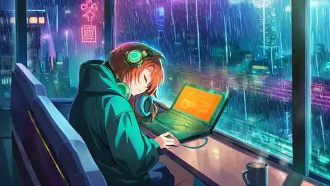 Cyberpunk Girl Neon Cafe lofi wallpaper cyberpunk girl neon cafe 0356818387