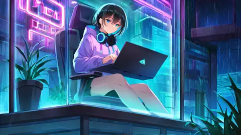 Cyberpunk Girl Neon Cafe lofi wallpaper cyberpunk girl neon cafe 0477423715