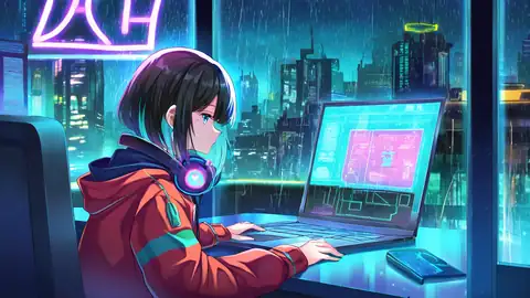 Cyberpunk Girl Neon Cafe lofi wallpaper cyberpunk girl neon cafe 0621954515