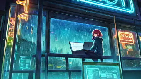 Cyberpunk Girl Neon Cafe lofi wallpaper cyberpunk girl neon cafe 0767228615