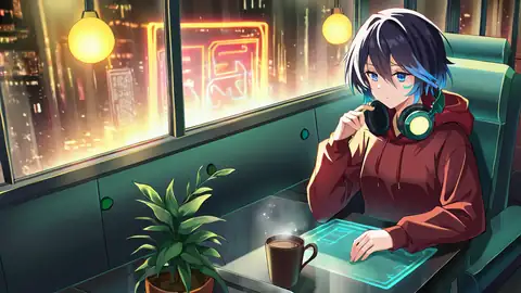 Cyberpunk Girl Neon Cafe lofi wallpaper cyberpunk girl neon cafe 0768380739