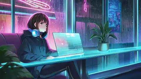 Cyberpunk Girl Neon Cafe lofi wallpaper cyberpunk girl neon cafe 0771669253